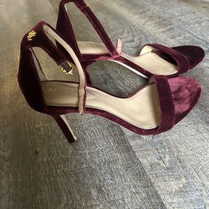 Ralph Lauren Burgundy Velvet Heels